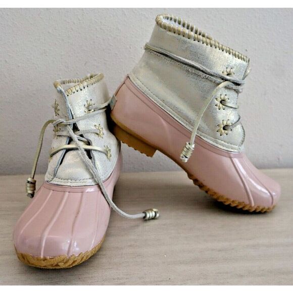 Jack Rogers Women's Sz 7 Blush Pink Chloe Classic Leather Rain Boots - Picture 1 of 10